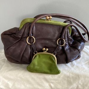Miu Miu Brown Leather and Green Suade Bag